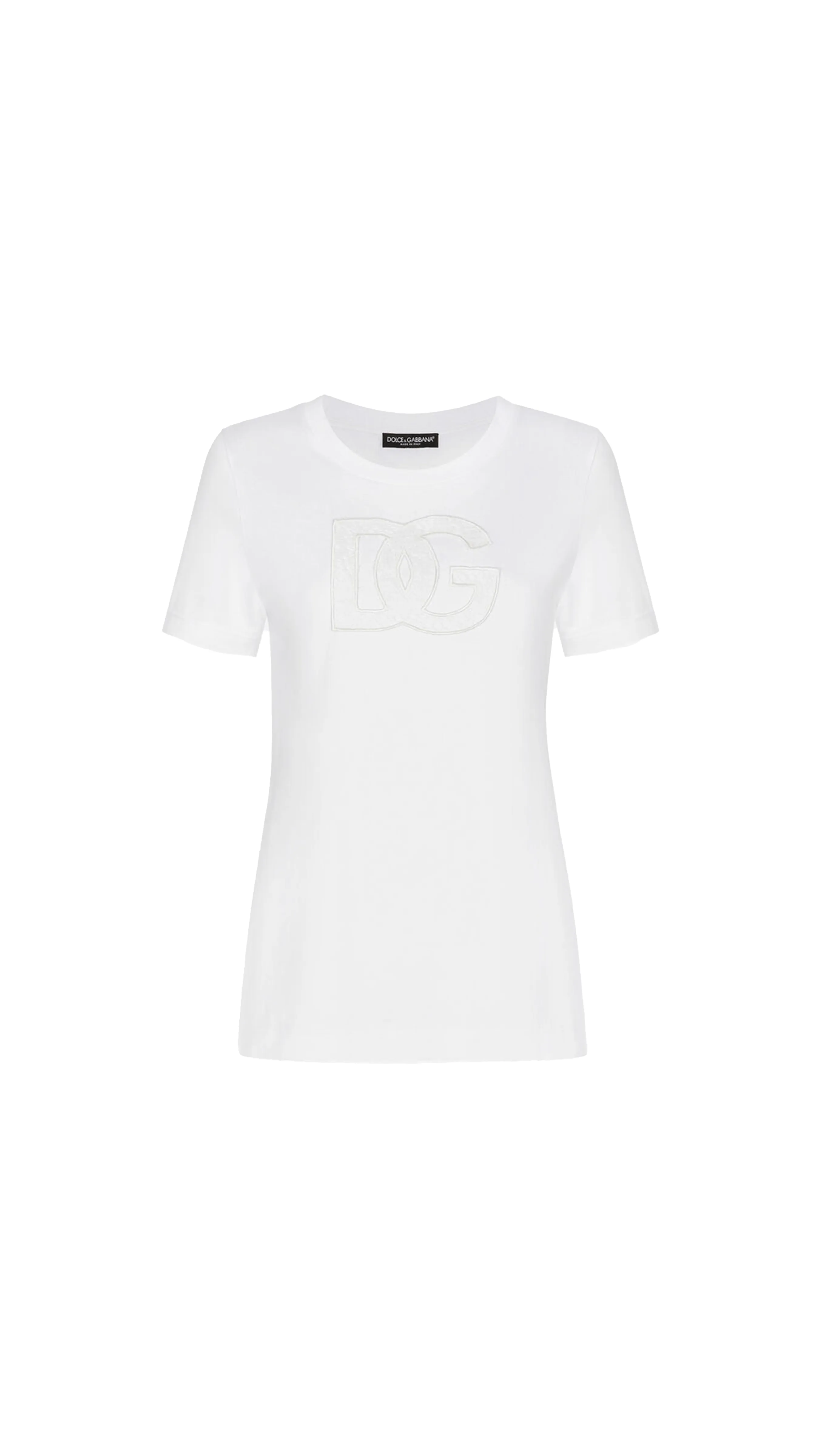 Jersey T-shirt With DG Logo Patch - White