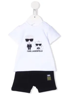 Karl Lagerfeld Set T-Shirt & Shorts Ikonic Black-White