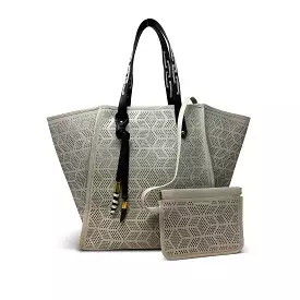 Kempton & Co Slim Taunton Tote Chalk Double Diamond