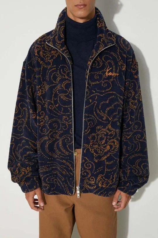 Kenzo fleece sweatshirt Star Tiger Jacket navy blue color FE65BL2094FB.79