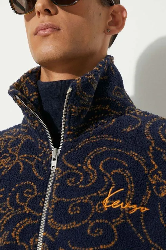 Kenzo fleece sweatshirt Star Tiger Jacket navy blue color FE65BL2094FB.79