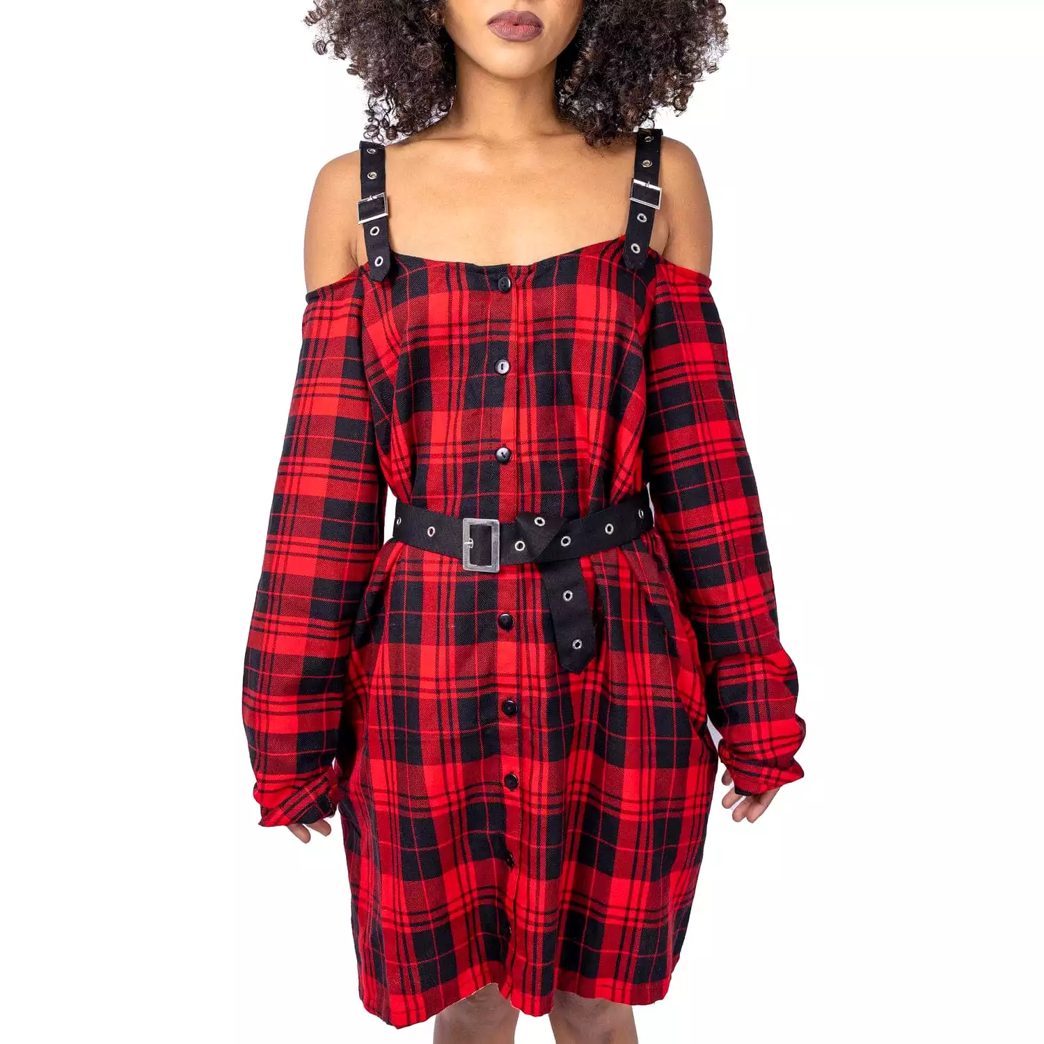 LABYRINTH DRESS - RED CHECK