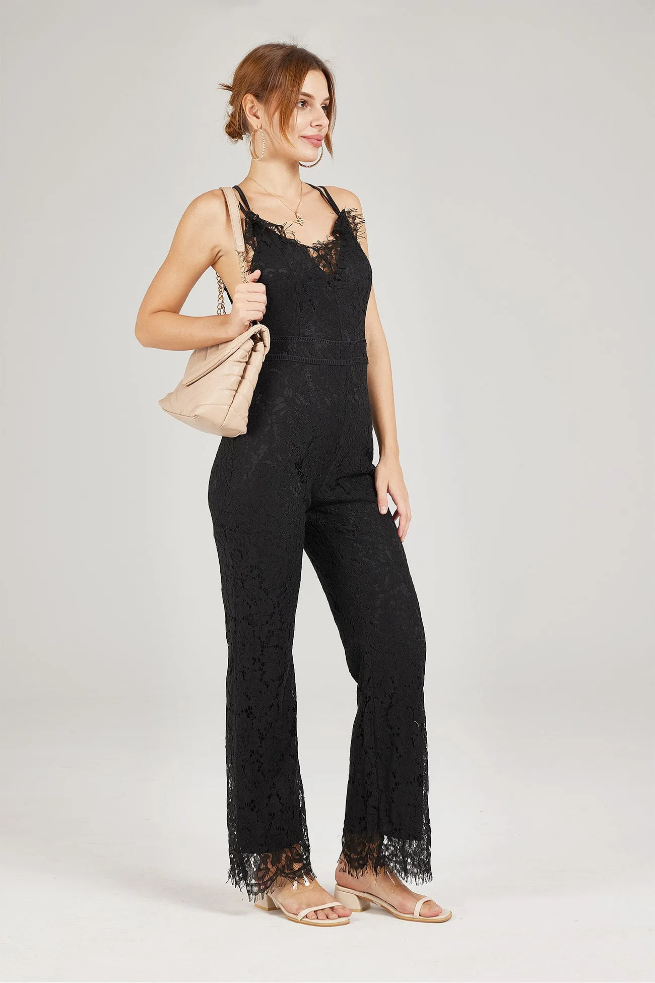 Lace Patchwork Cami Jumpsuits