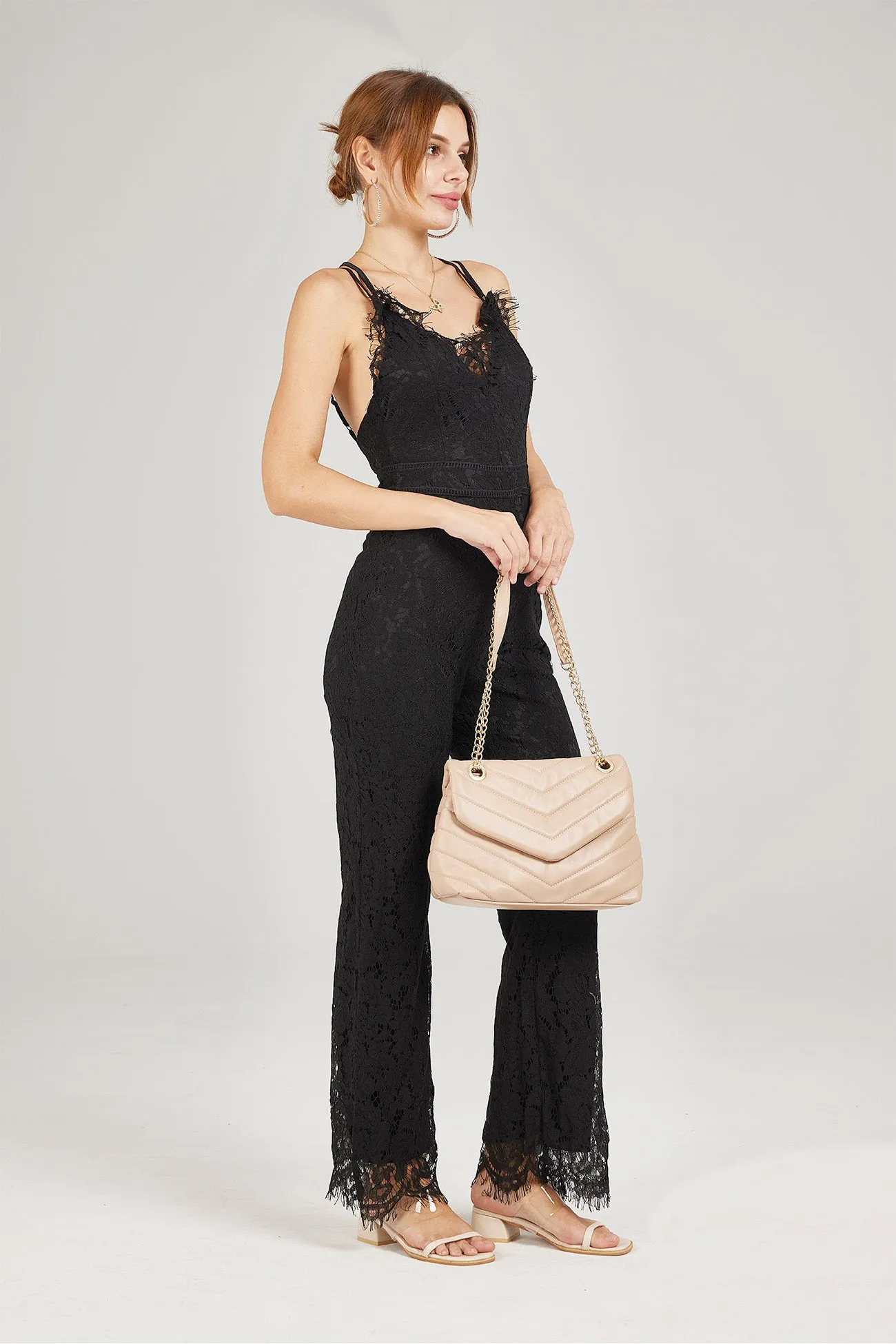 Lace Patchwork Cami Jumpsuits