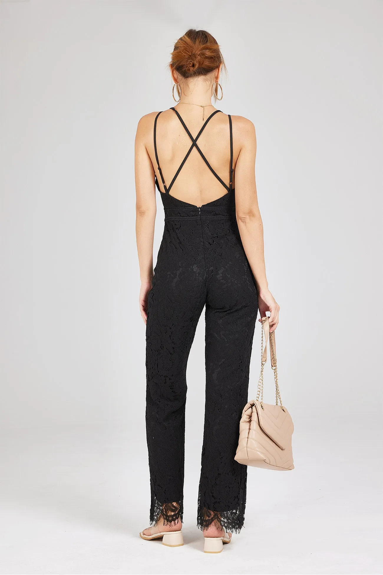 Lace Patchwork Cami Jumpsuits