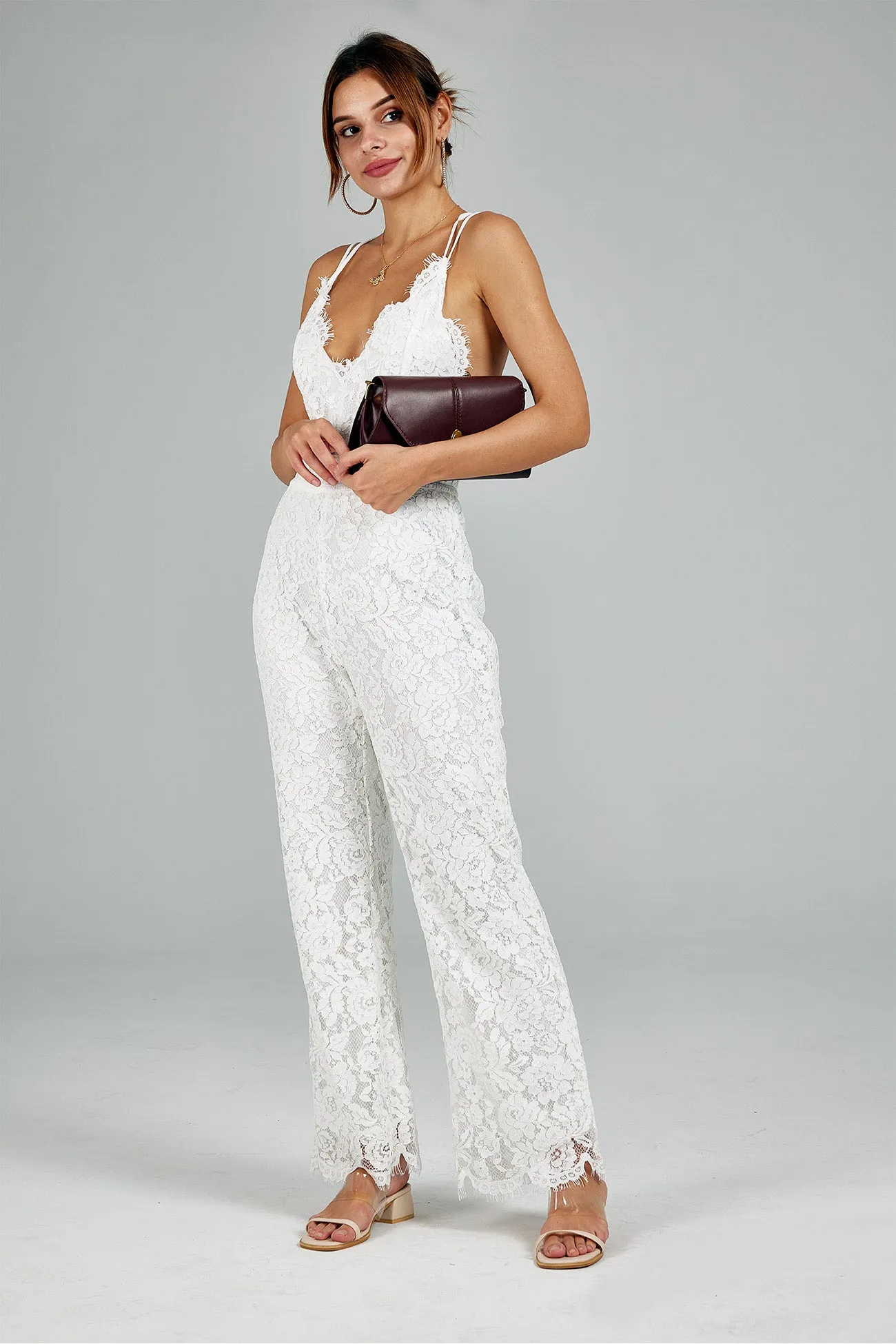 Lace Patchwork Cami Jumpsuits