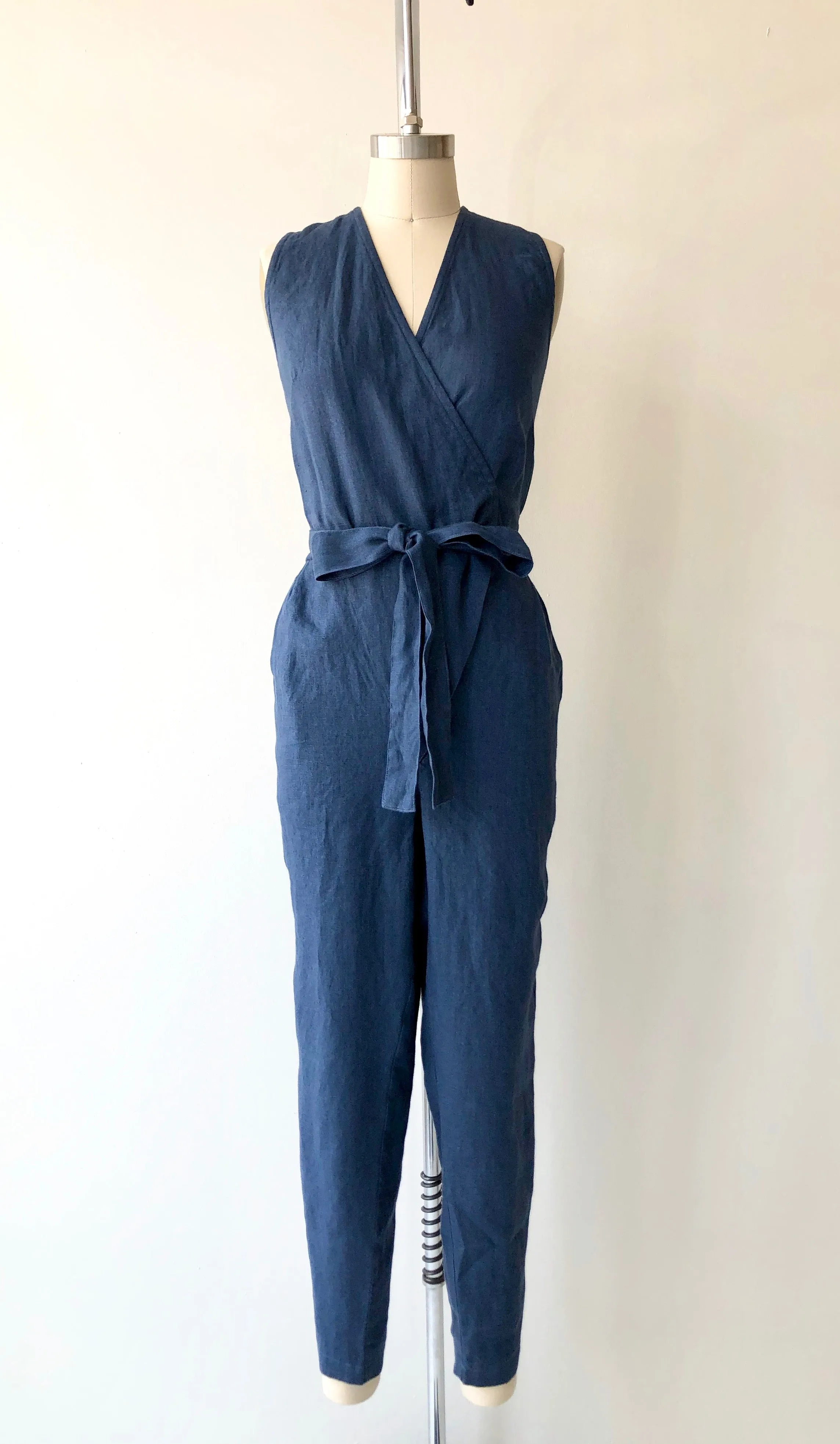 Linen Wrap Jumpsuit | Atlantic Blue