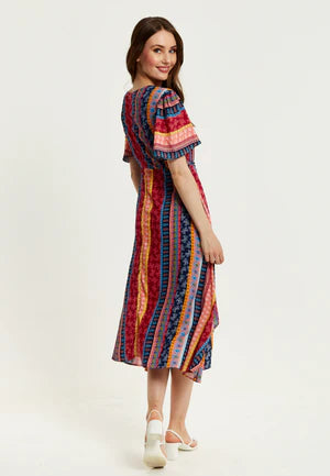 Liquorish Multicolour Paisley Print Midi Wrap Dress