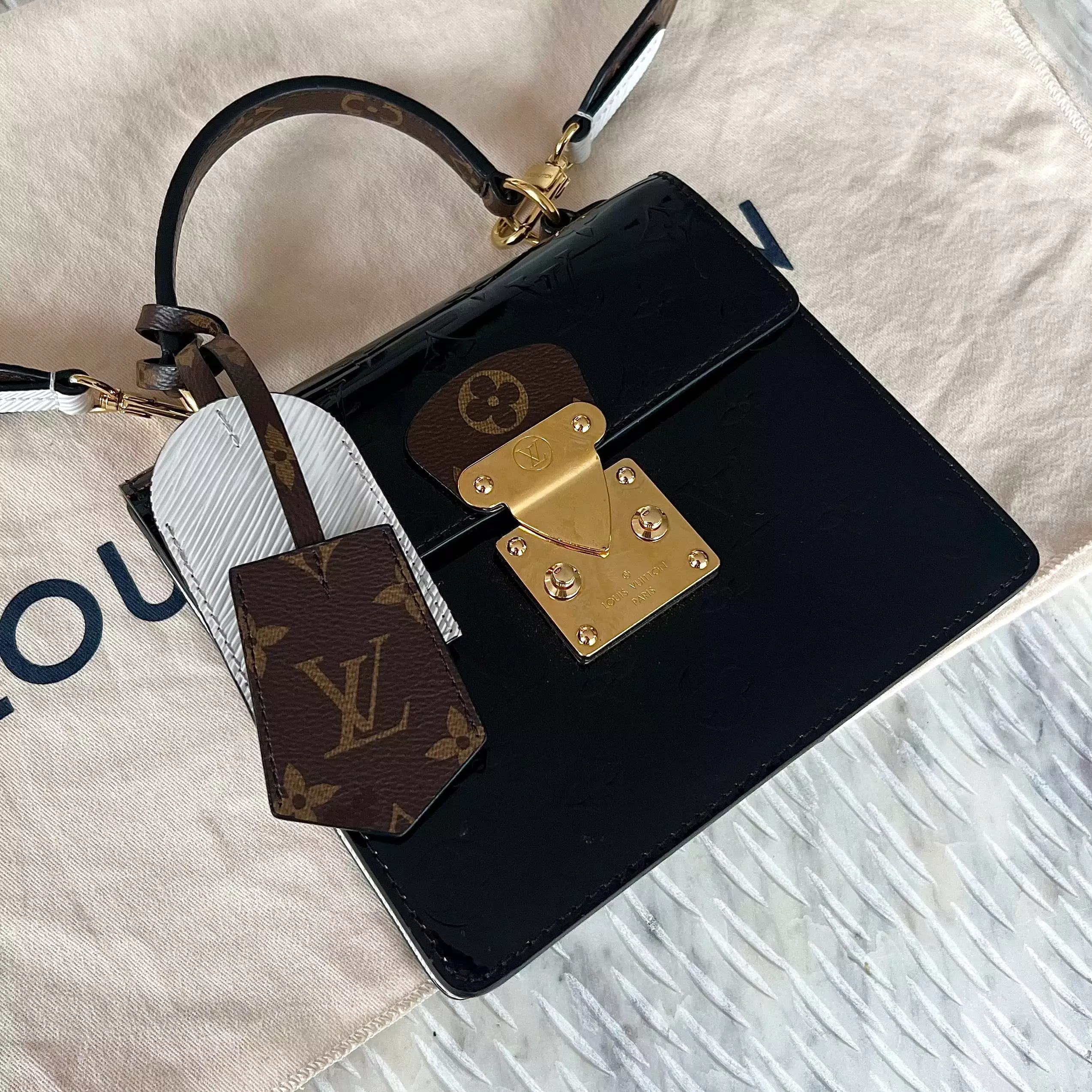 Louis Vuitton Spring Street Handbag Monogram Vernis with Monogram Canvas and Epi Leather