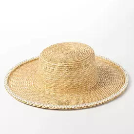 Lux Straw Hat With Pearl Wide Brim