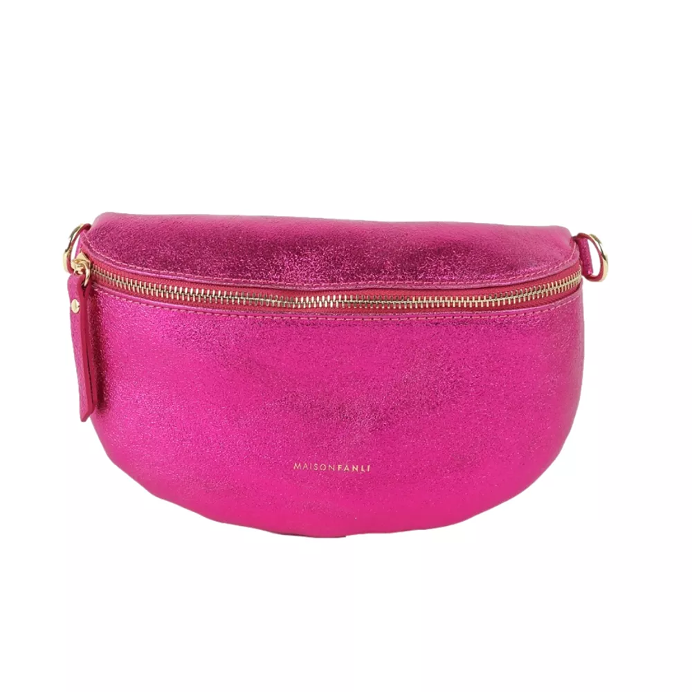 Maison Fanli - Leather Crossbody - Metallic Fuchsia