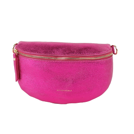 Maison Fanli - Leather Crossbody - Metallic Fuchsia