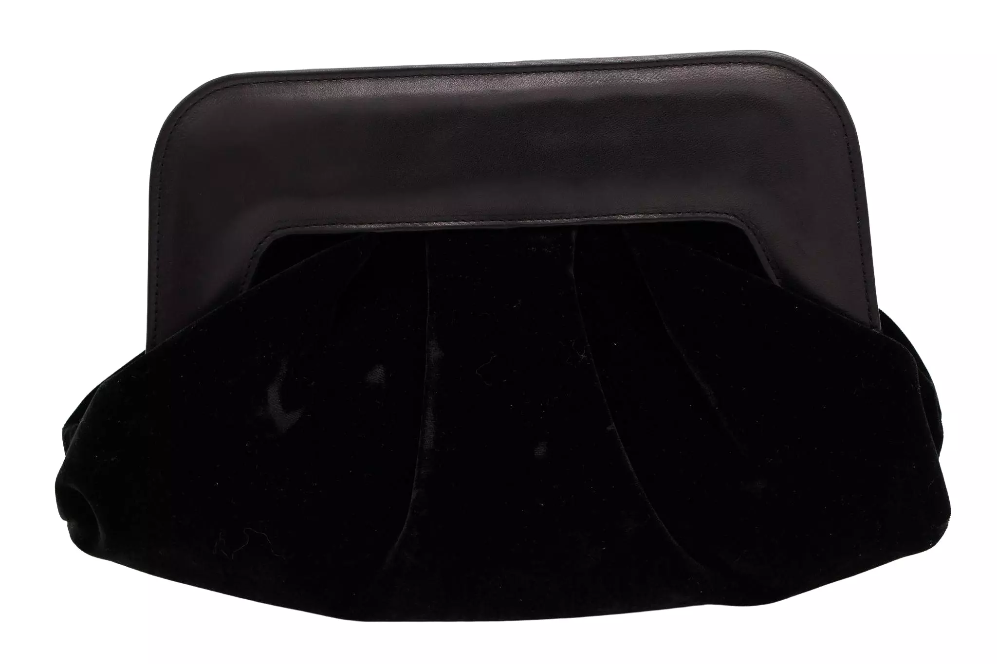 MARIAN Black Velvet Clutch with Black Leather