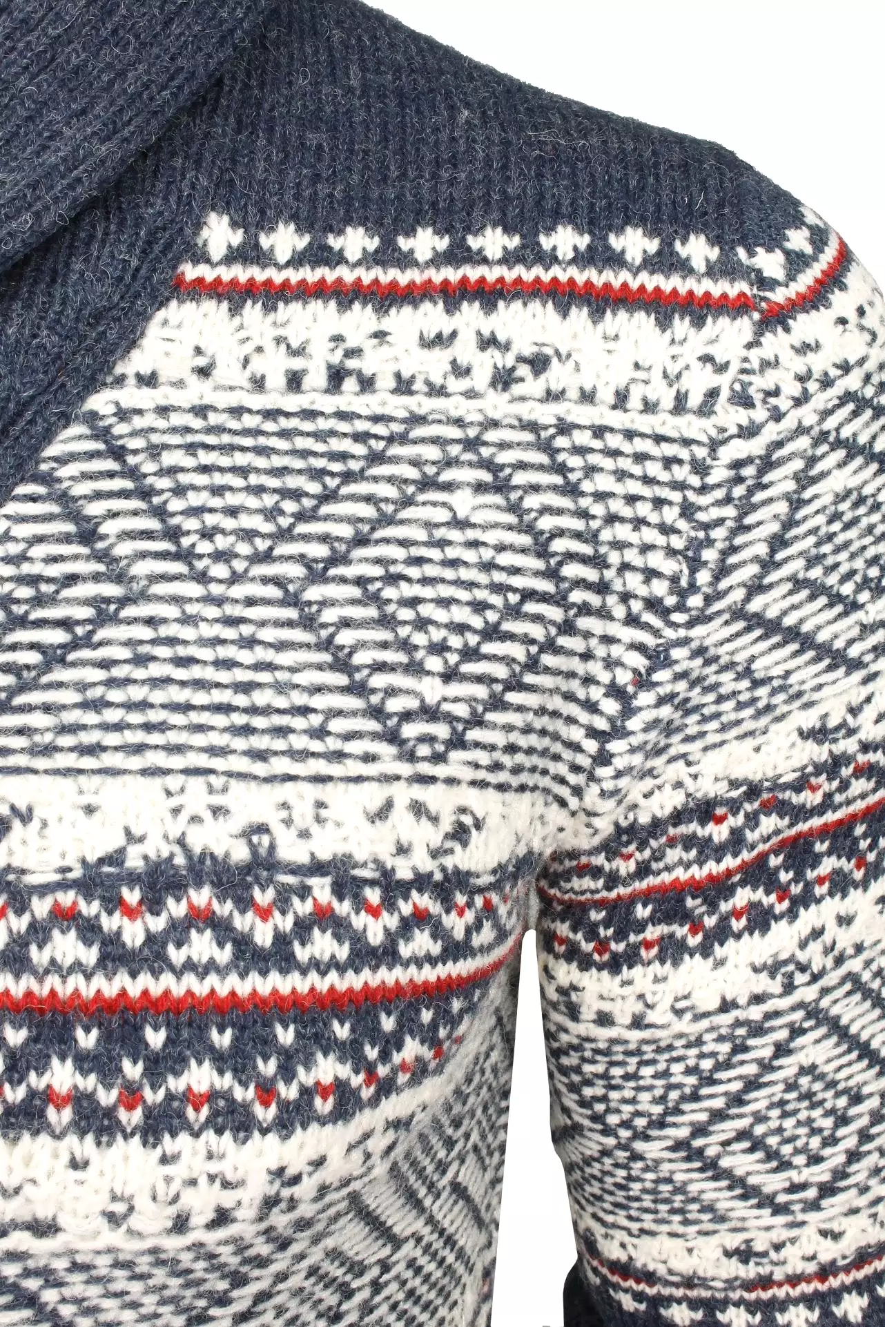 Mens Broken Standard Fairisle Shawl Neck Cardigan