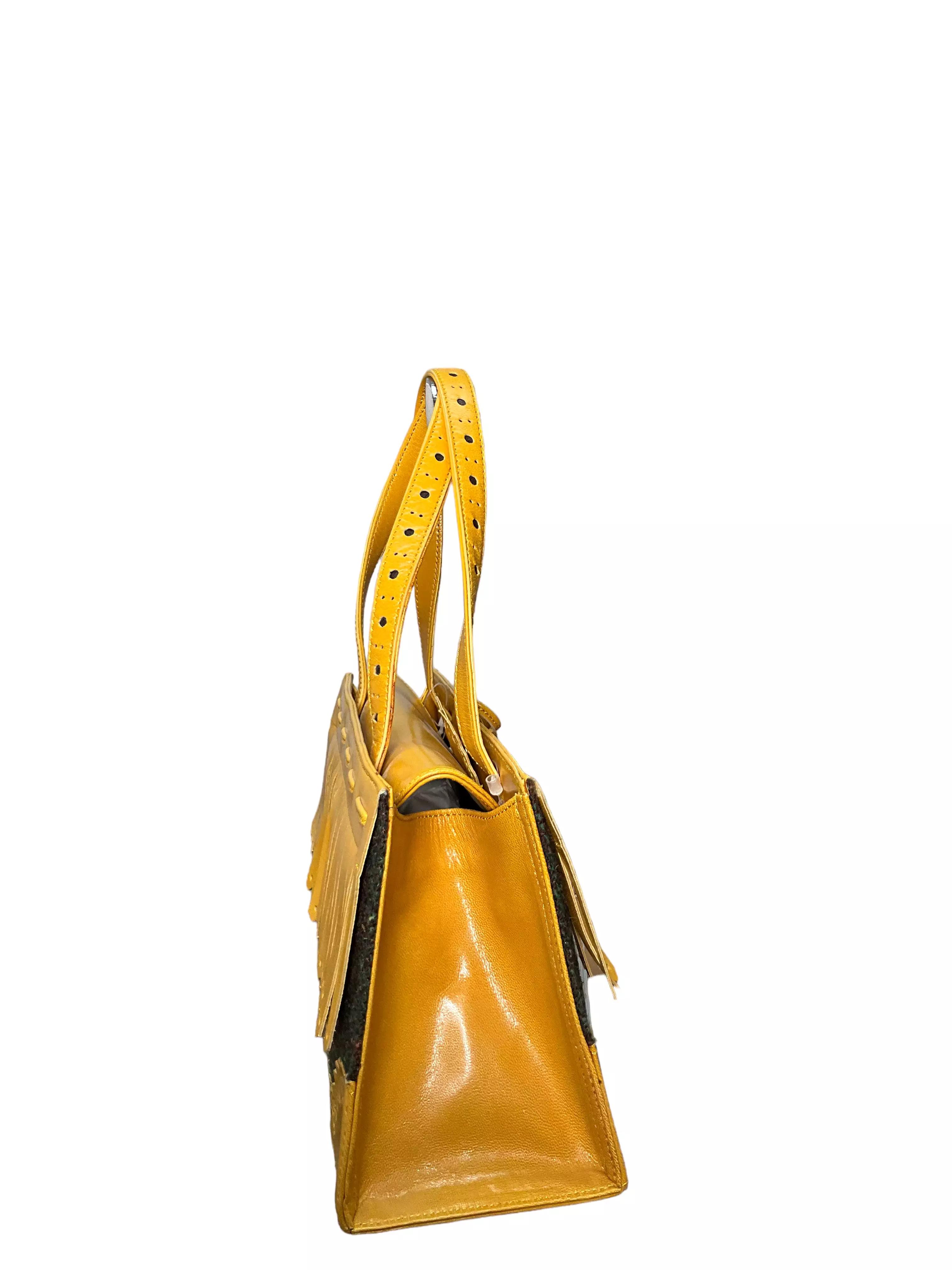 Moschino Yellow Fringe Leather Handbag