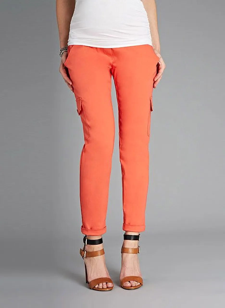 Orange Isabella Oliver Sateen Cargo Maternity Pants  (Like New - Size 4)