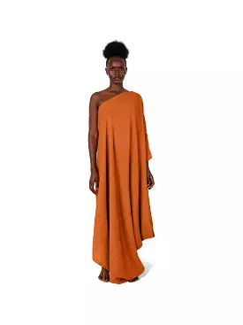 Orange Sari One-Shoulder Dress