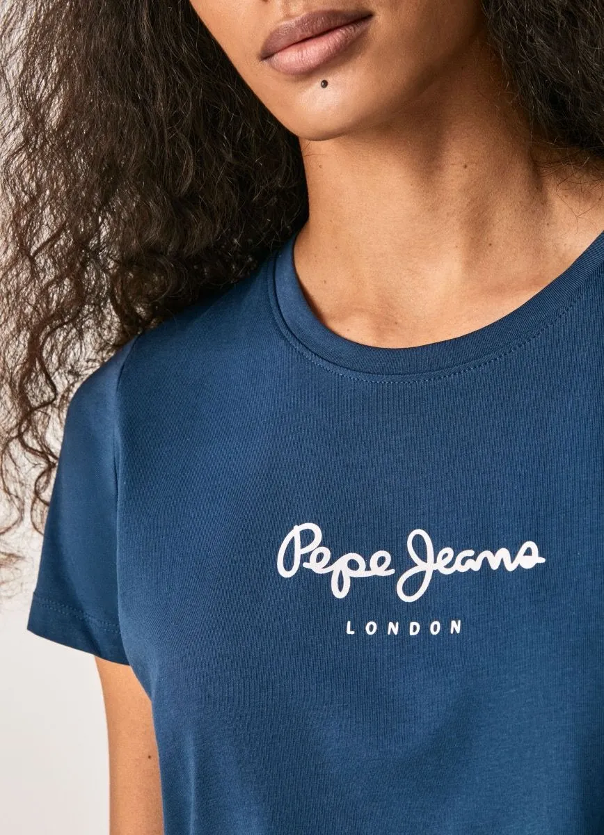 Pepe Jeans New Virginia Retro Logo T-Shirt Navy