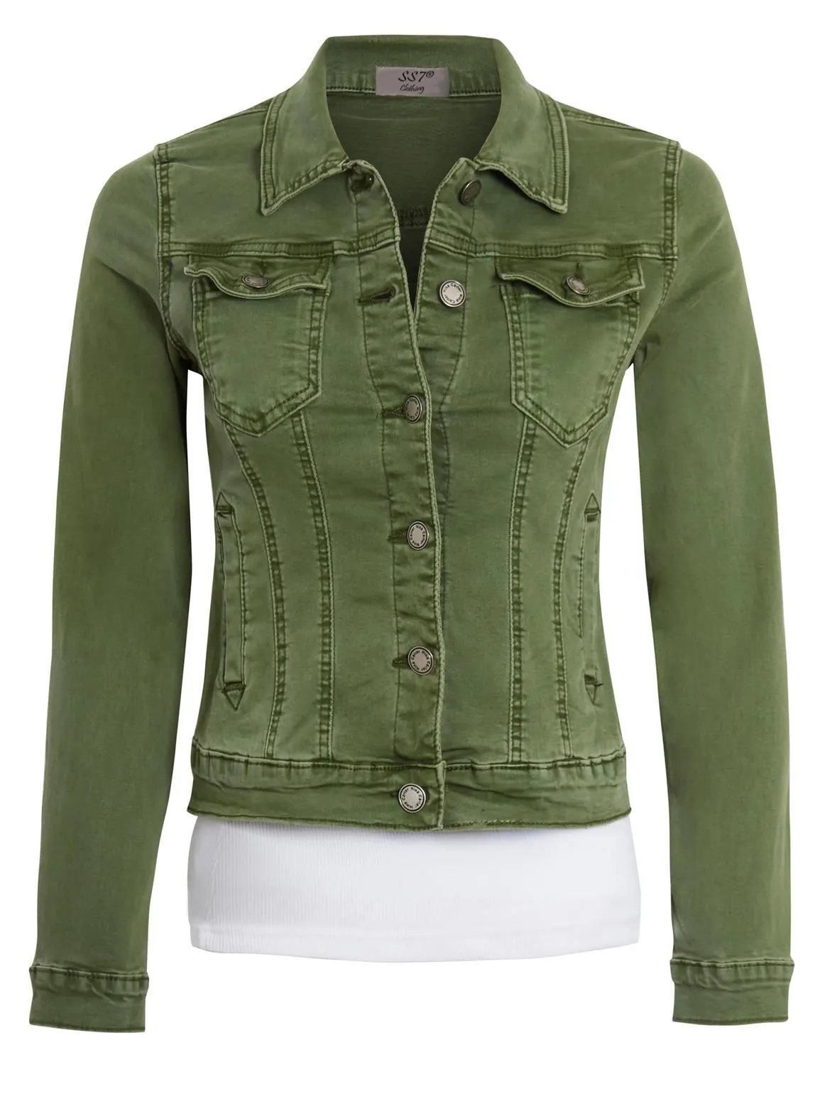 Plus Size Womens Stretch Premium Denim Jacket, Khaki, UK Sizes 12 to 18