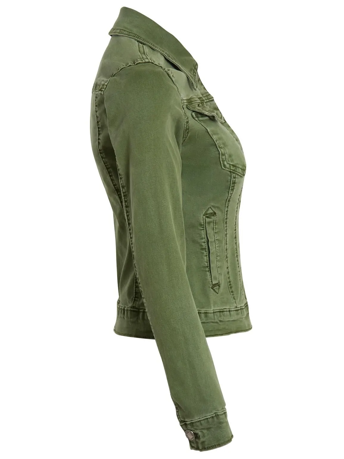 Plus Size Womens Stretch Premium Denim Jacket, Khaki, UK Sizes 12 to 18