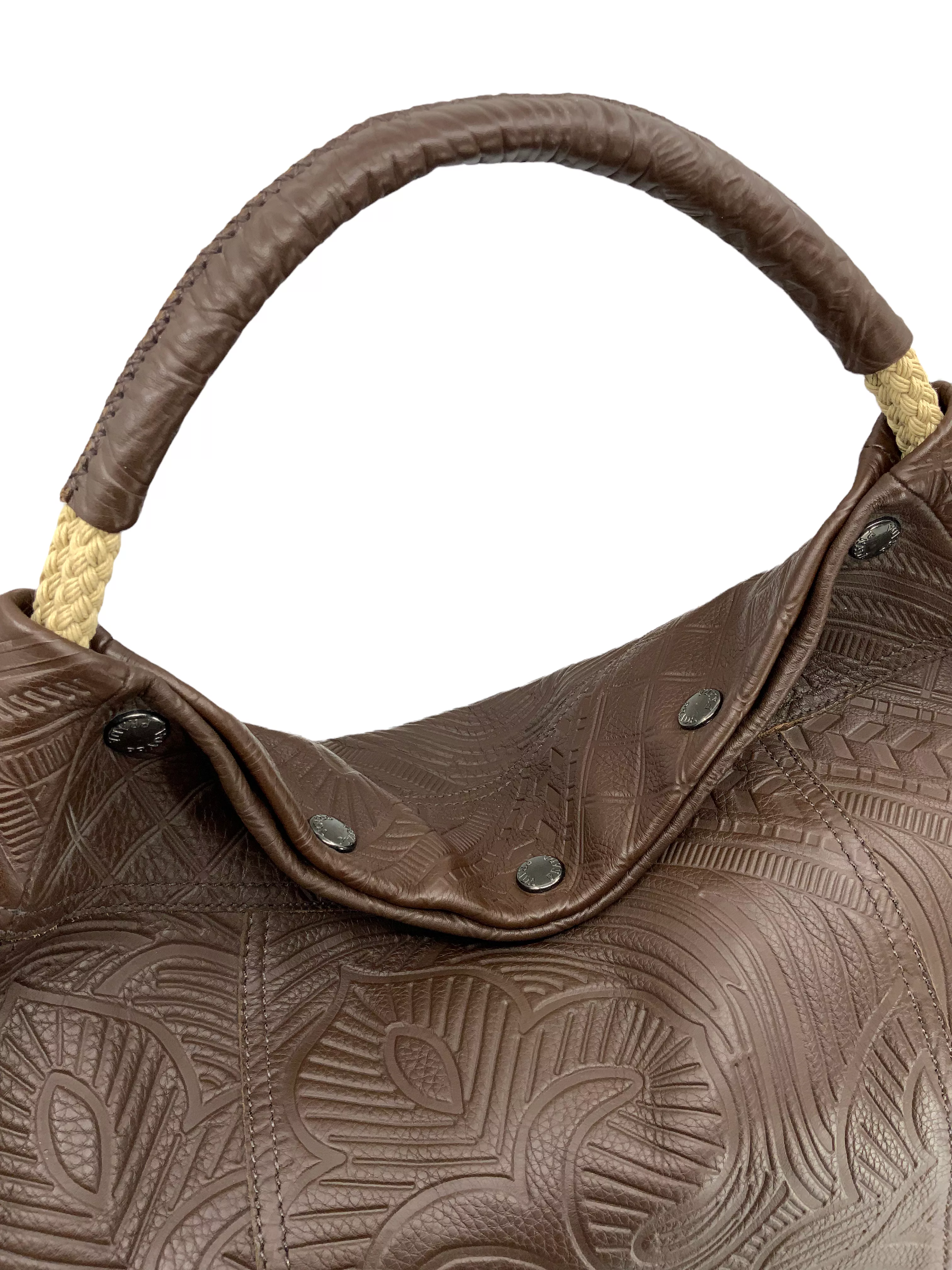 Prada Embossed Leather Large Hobo Bag