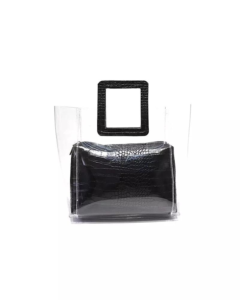 Pu Leather Pouch Clear Handbag