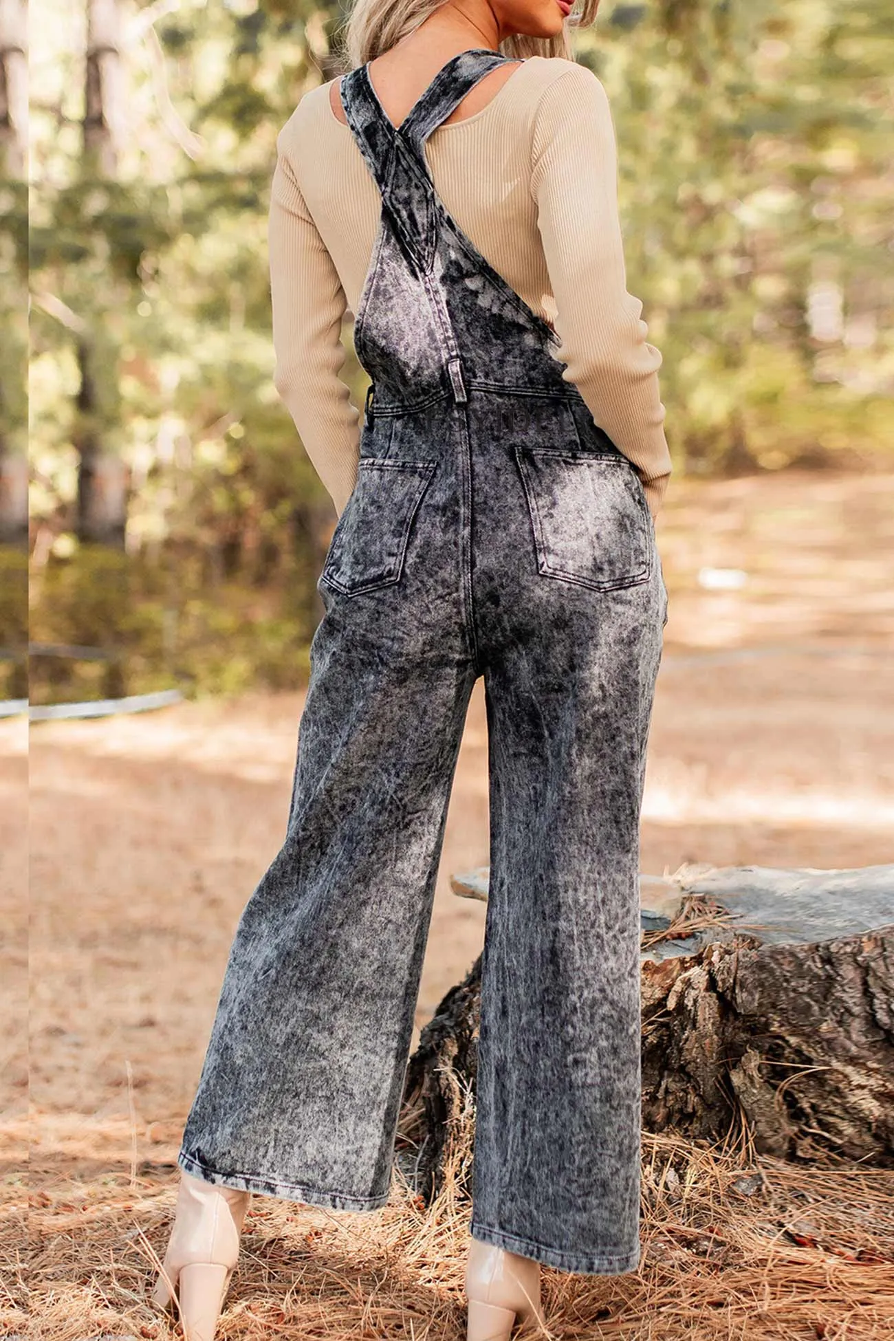 Retro Solid Denim Jumpsuits