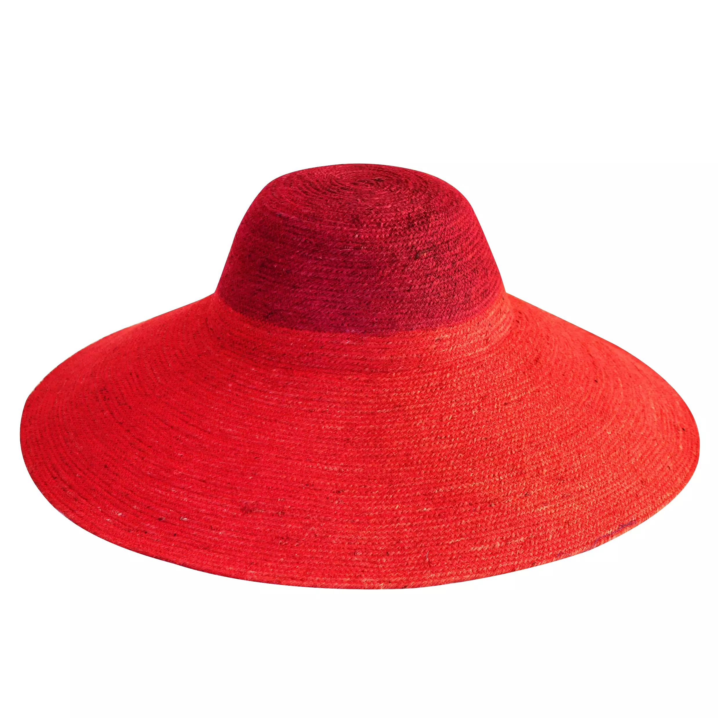 RIRI DUO Jute Straw Hat, in Maroon & Red