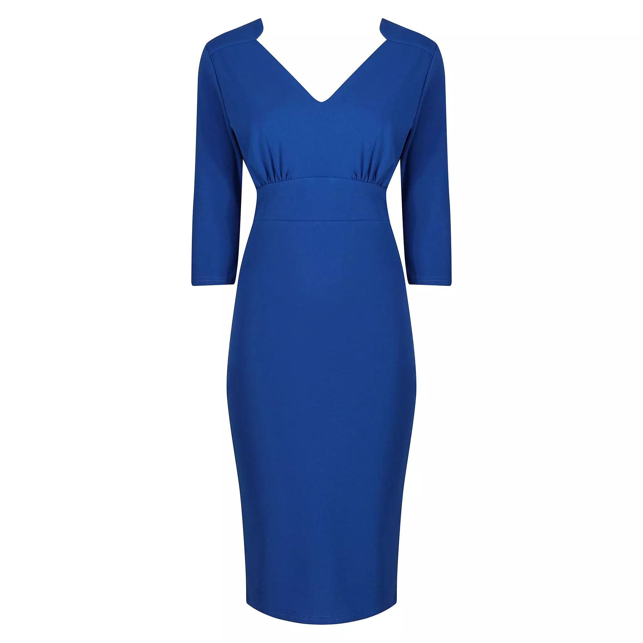 Royal Blue Vintage 3/4 Sleeve Bodycon Midi Pencil Dress