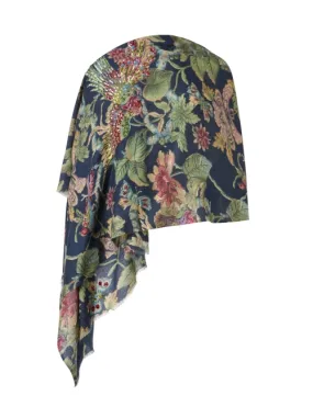 Serenade Blue Floral Embellished Scarf