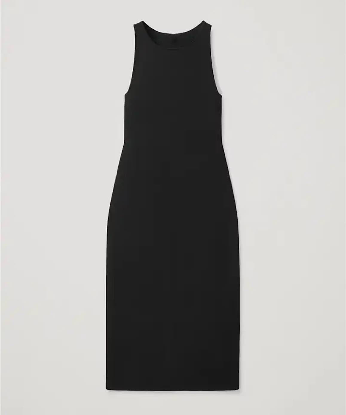 Slim Sleeveless Midi Knit Dress In Black