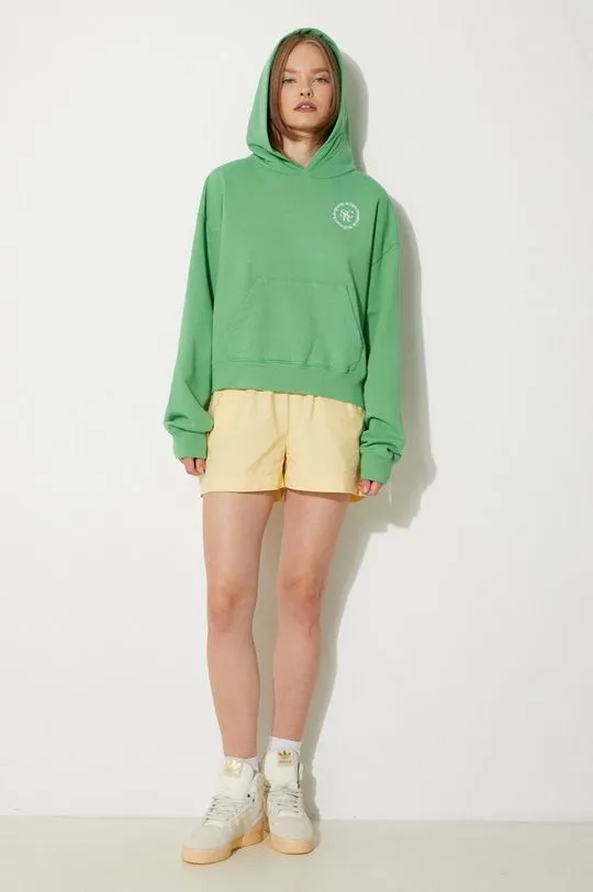 Sporty & Rich cotton sweatshirt SRHWC Cropped Hoodie women's green color hooded with a print WS070S405SV