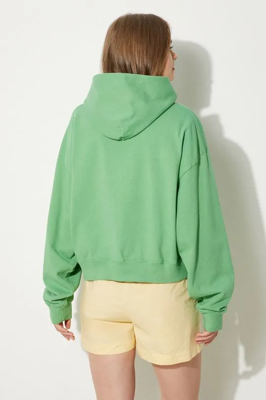 Sporty & Rich cotton sweatshirt SRHWC Cropped Hoodie women's green color hooded with a print WS070S405SV