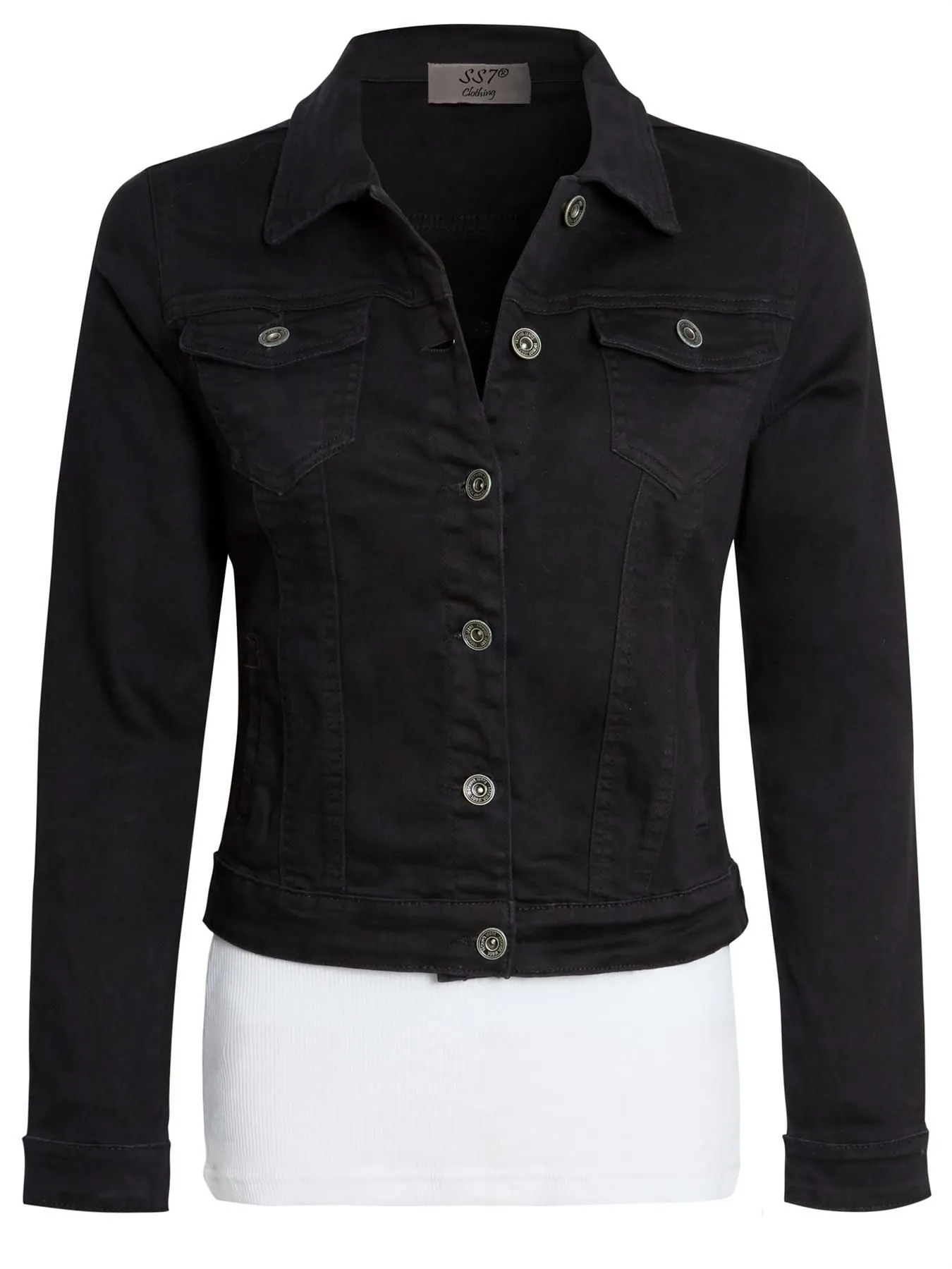 Stretch Denim Jacket, Black, UK Sizes 6 to 14