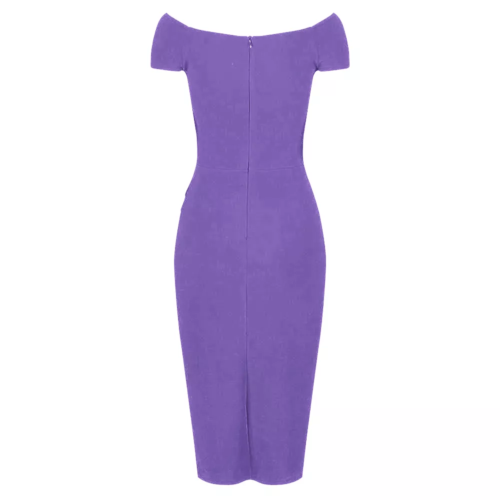 Summer Lilac Cap Sleeve Crossover Top Bardot Wiggle Dress