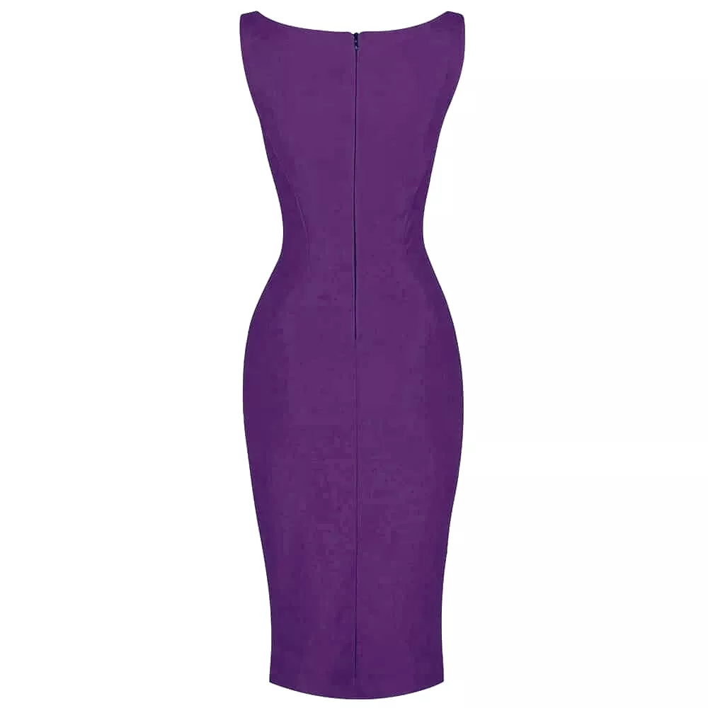 Summer Purple 40s Bodycon Sleeveless Hollywood Wiggle Dress