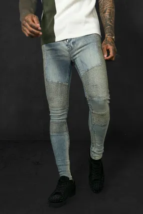 Super Skinny Biker Panelled Jean | boohooMAN UK