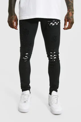 Super Skinny Check Bandana Biker Jean