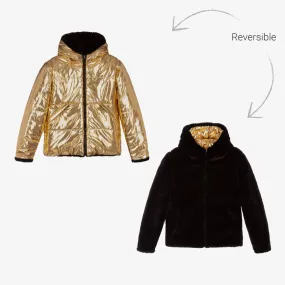 Teen Black & Gold Puffer Coat