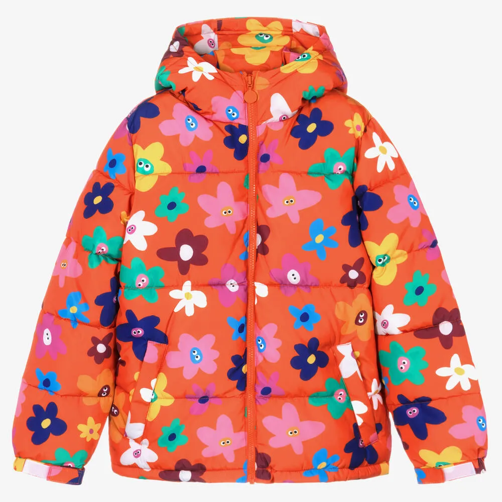 Teen Girls Multicolour Floral Puffer Coat