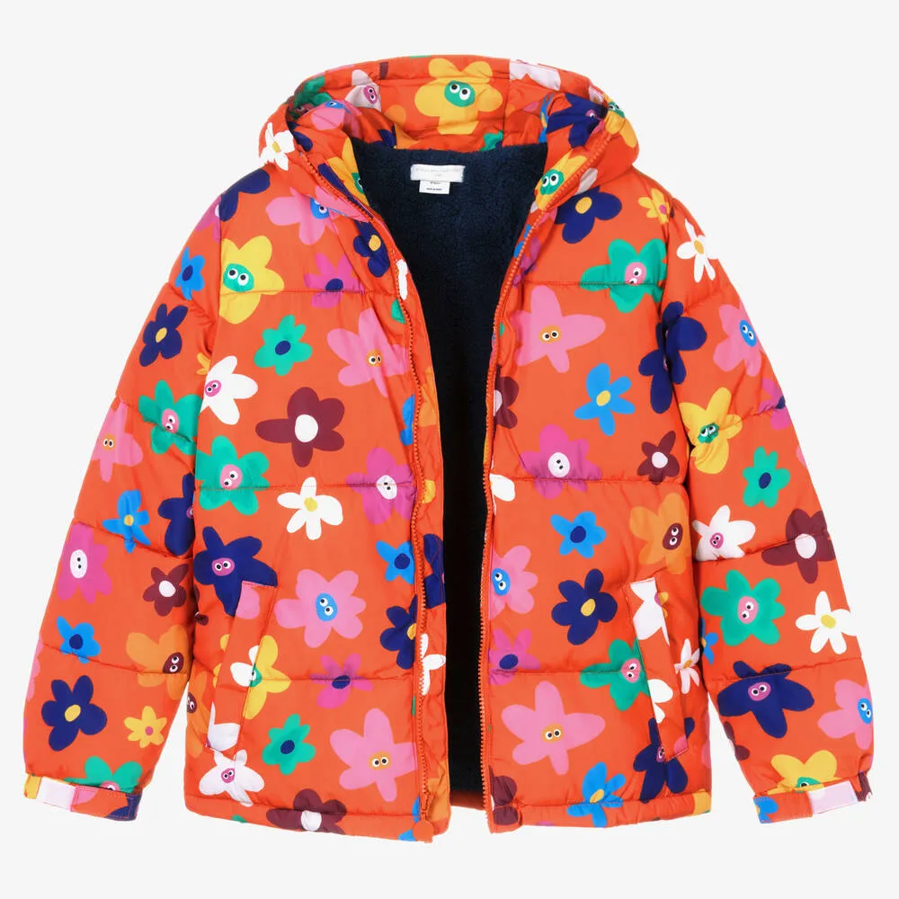 Teen Girls Multicolour Floral Puffer Coat