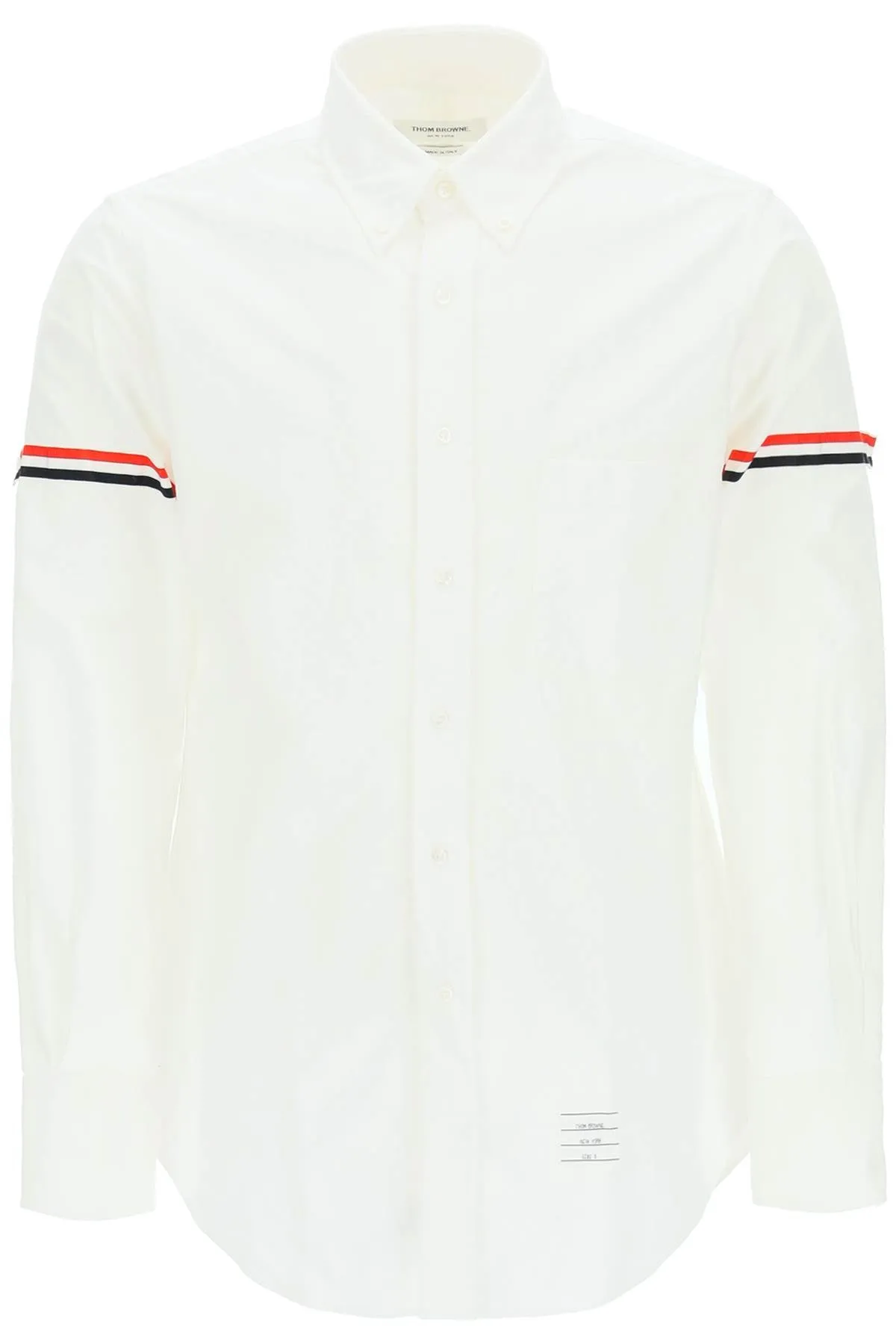 Thom Browne poplin button-down shirt with rwb armbands