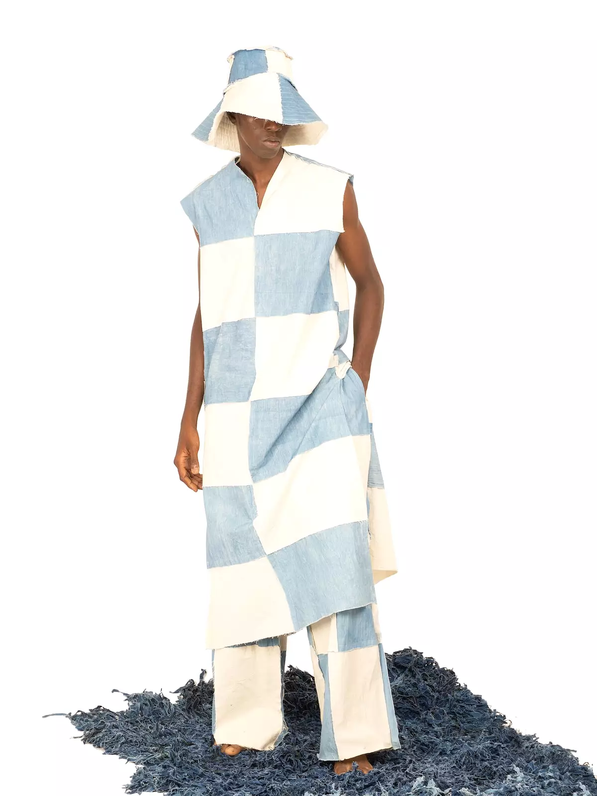 TIU x IAMISIGO Ivory & Sky-Blue Tunic Dress