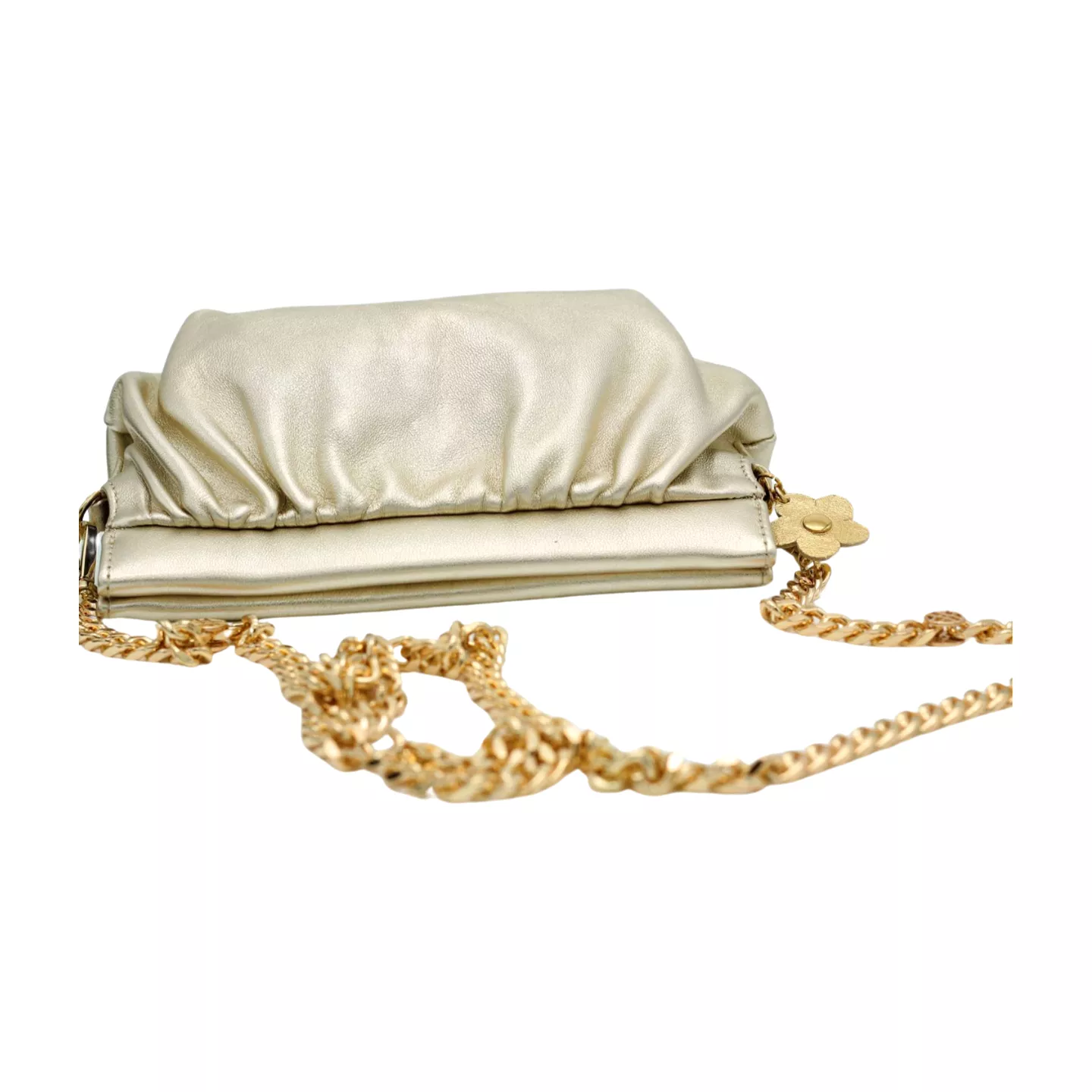 UNISA Gold Leather Clutch Bag Zailen