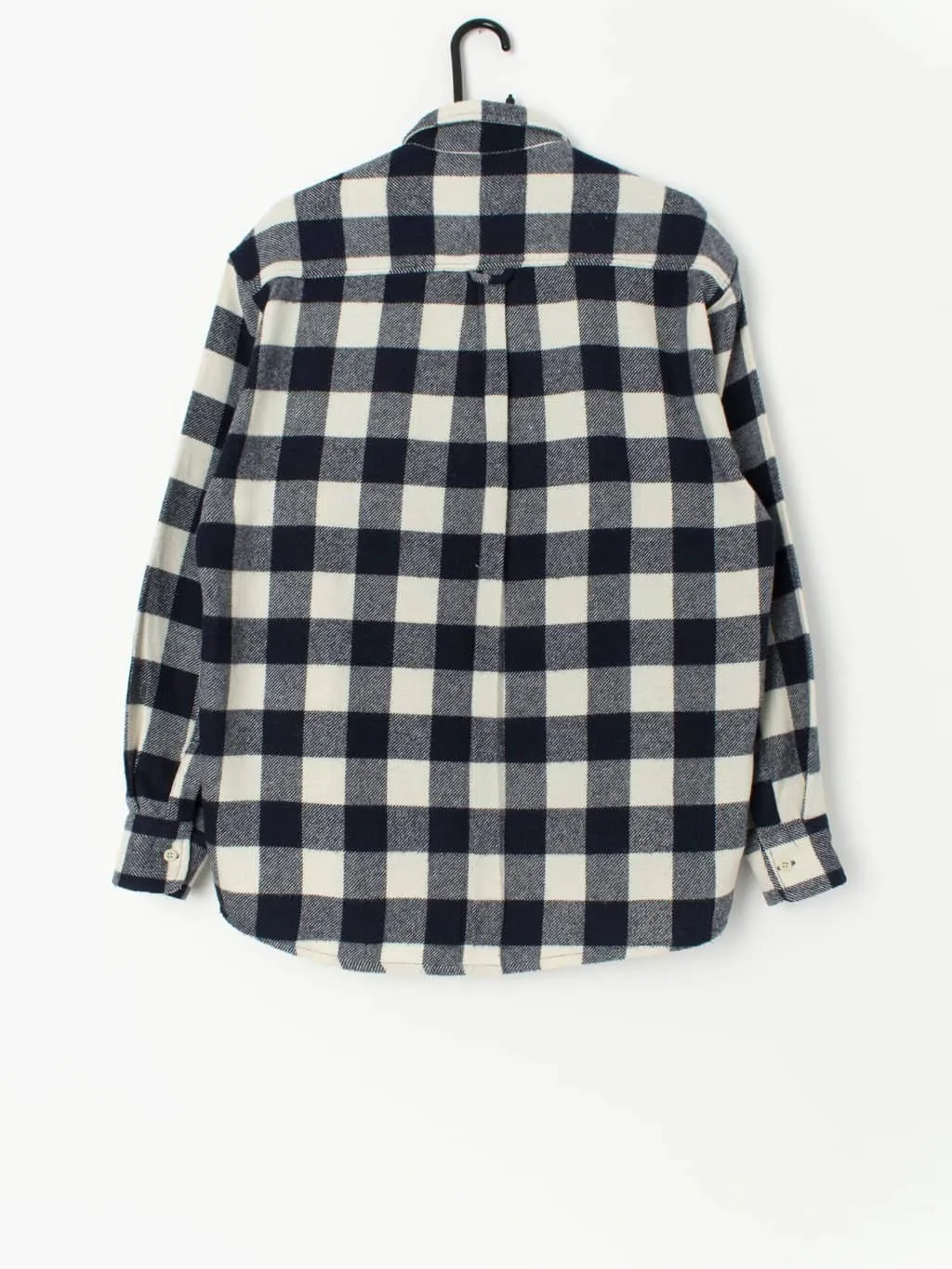 Vintage check flannel shirt in blue and white – Medium