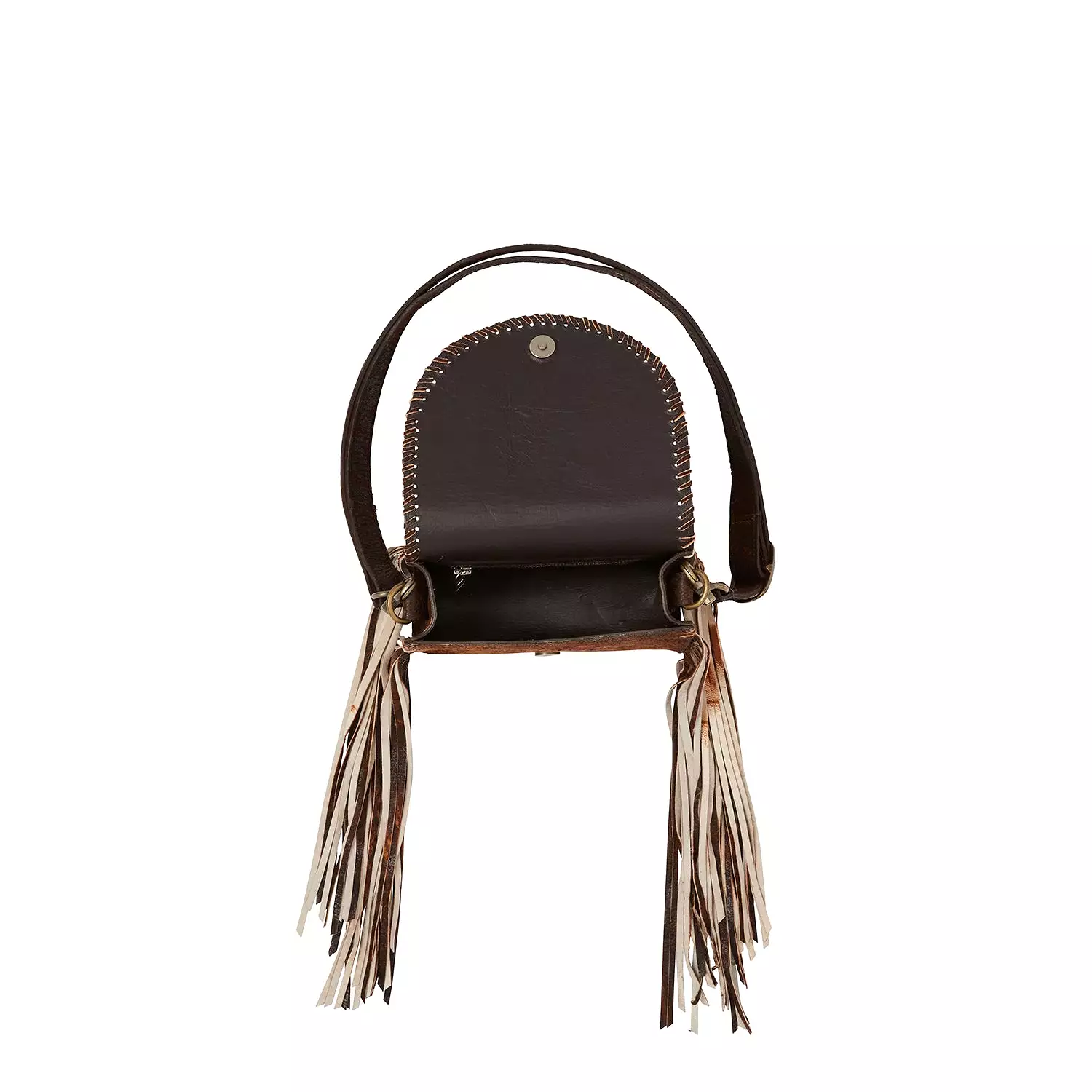 Whipstitch Fringe Crossbody :: Brown