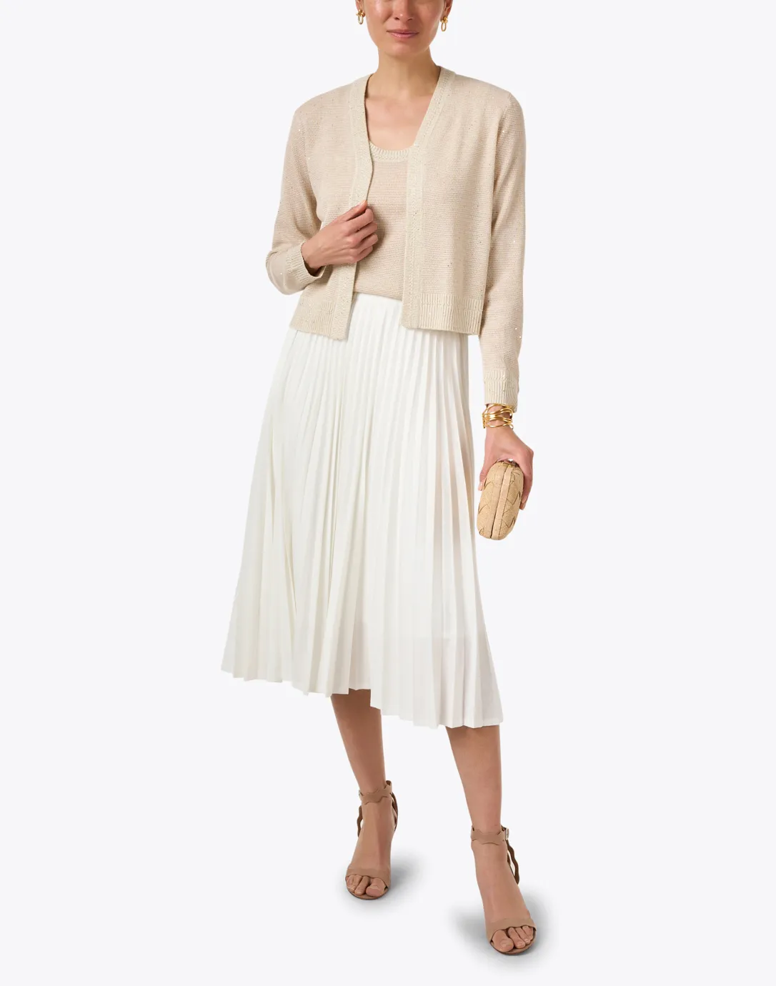 Willa Beige Lurex Cardigan