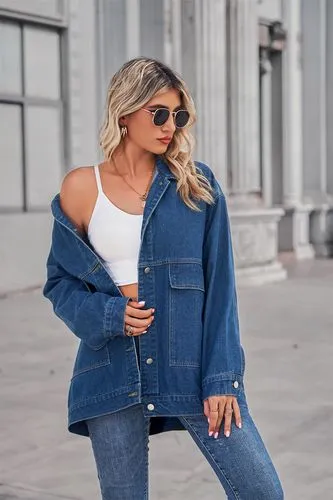 Women's Streetwear Solid Color Single Breasted Coat Denim Jacket