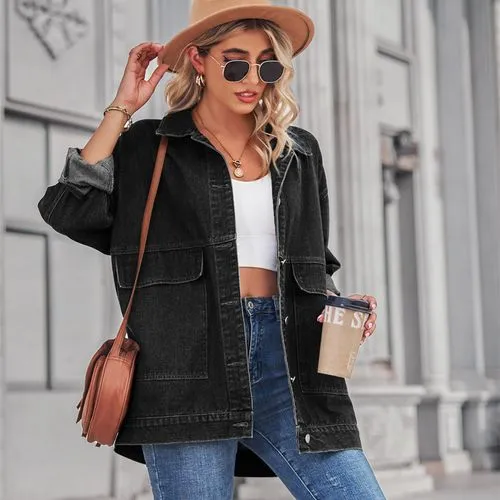 Women's Streetwear Solid Color Single Breasted Coat Denim Jacket