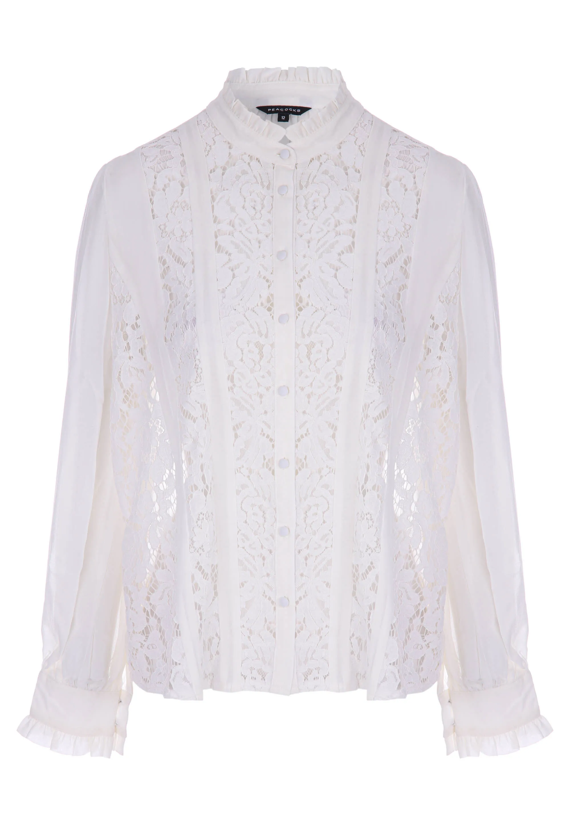 Womens Cream Lace Insert Blouse